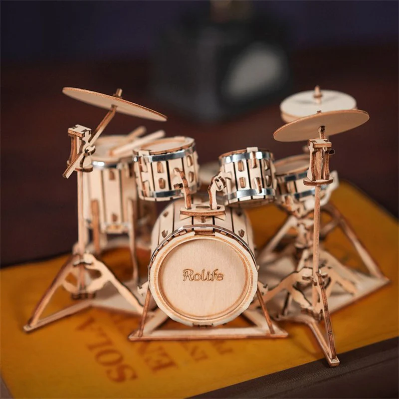 Robotime TG409 Rolife Drum kit 3D Wooden Puzzle - JOYTOY WORLD
