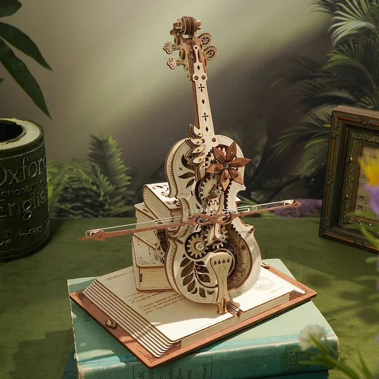 Robotime AMK63 ROKR Magic Cello Mechanical Music Box 3D Wooden Puzzle - JOYTOY WORLD