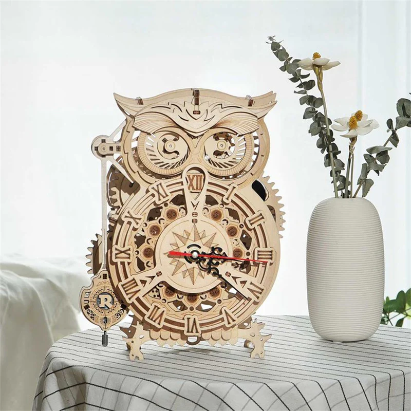 Robotime LK503 Owl Clock - JOYTOY WORLD