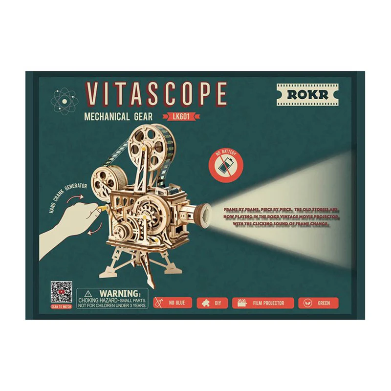 Robotime LK601 ROKR Vitascope Movie Projector 3D Wooden Puzzle - JOYTOY WORLD