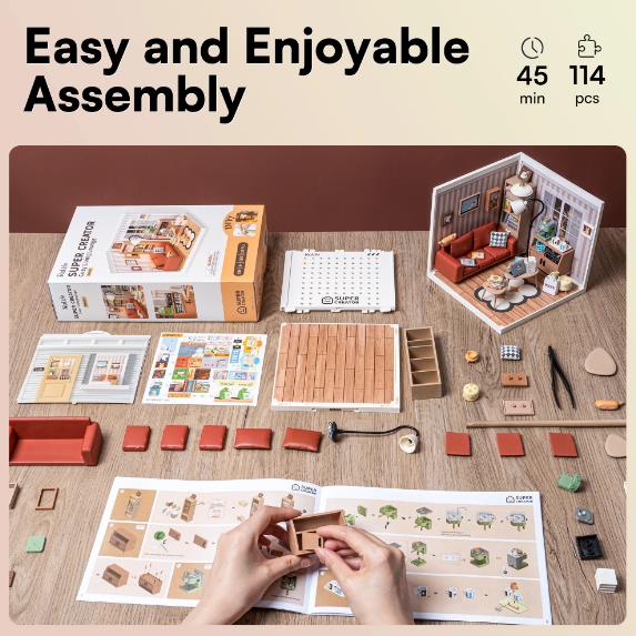 Robotime DW007 Cozy Living Lounge - JOYTOY WORLD