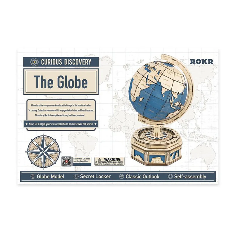 Robotime ST002 The Globe ROKR The Globe Model 3D Wooden Puzzle - JOYTOY WORLD