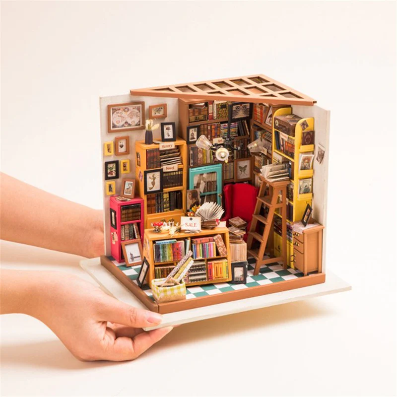 Robotime DG102 Rolife Sam's Study Library DIY Miniature House Kit - JOYTOY WORLD