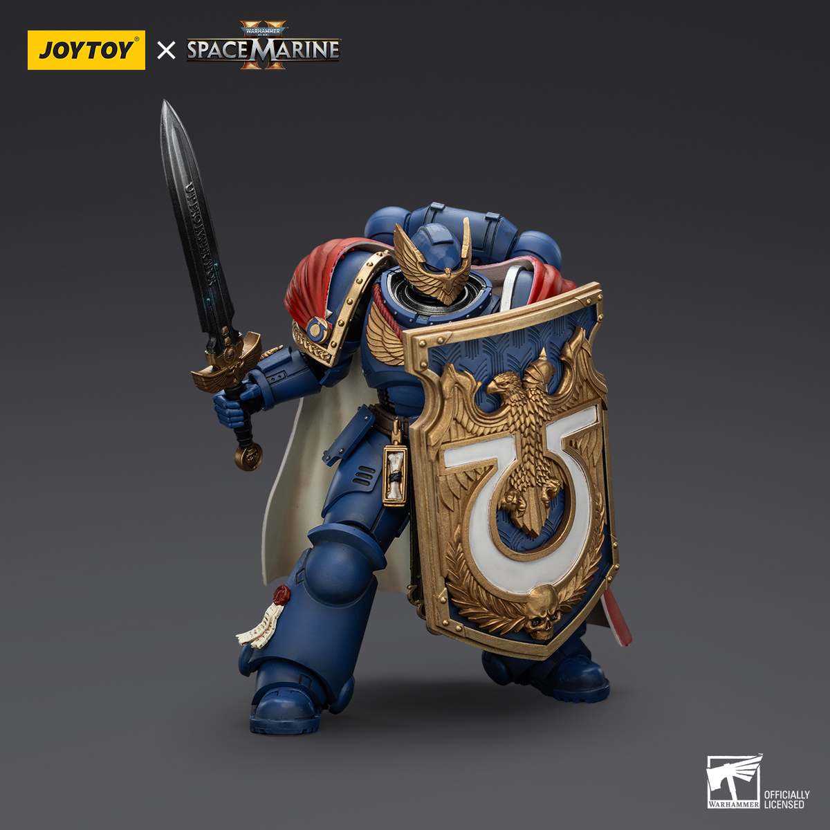 JOYTOY Warhammer 40k Space Marine 2 1: 18 Ultramarines Marneus Calgar Chapter Master with MKX Gravis Armour and Gauntlets of Ultramar and Victrix Honour Guard - JOYTOY WORLD