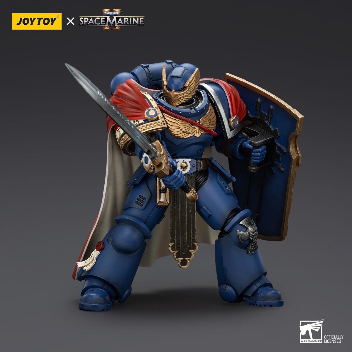 JOYTOY Warhammer 40k Space Marine 2 1: 18 Ultramarines Marneus Calgar Chapter Master with MKX Gravis Armour and Gauntlets of Ultramar and Victrix Honour Guard - JOYTOY WORLD