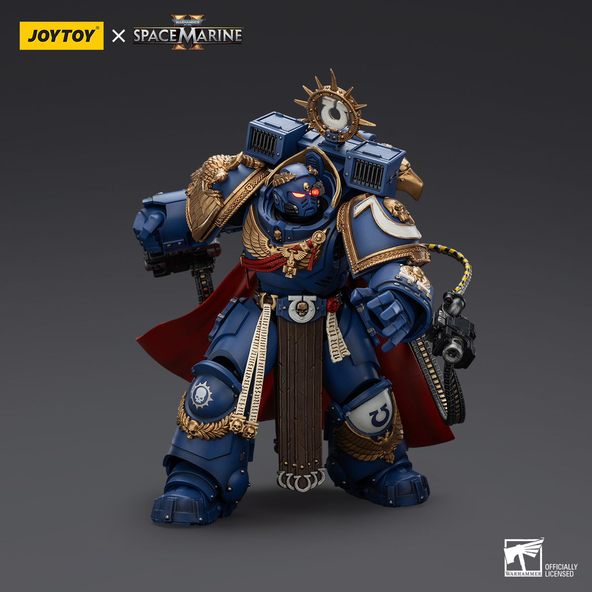 JOYTOY Warhammer 40k Space Marine 2 1: 18 Ultramarines Marneus Calgar Chapter Master with MKX Gravis Armour and Gauntlets of Ultramar and Victrix Honour Guard - JOYTOY WORLD