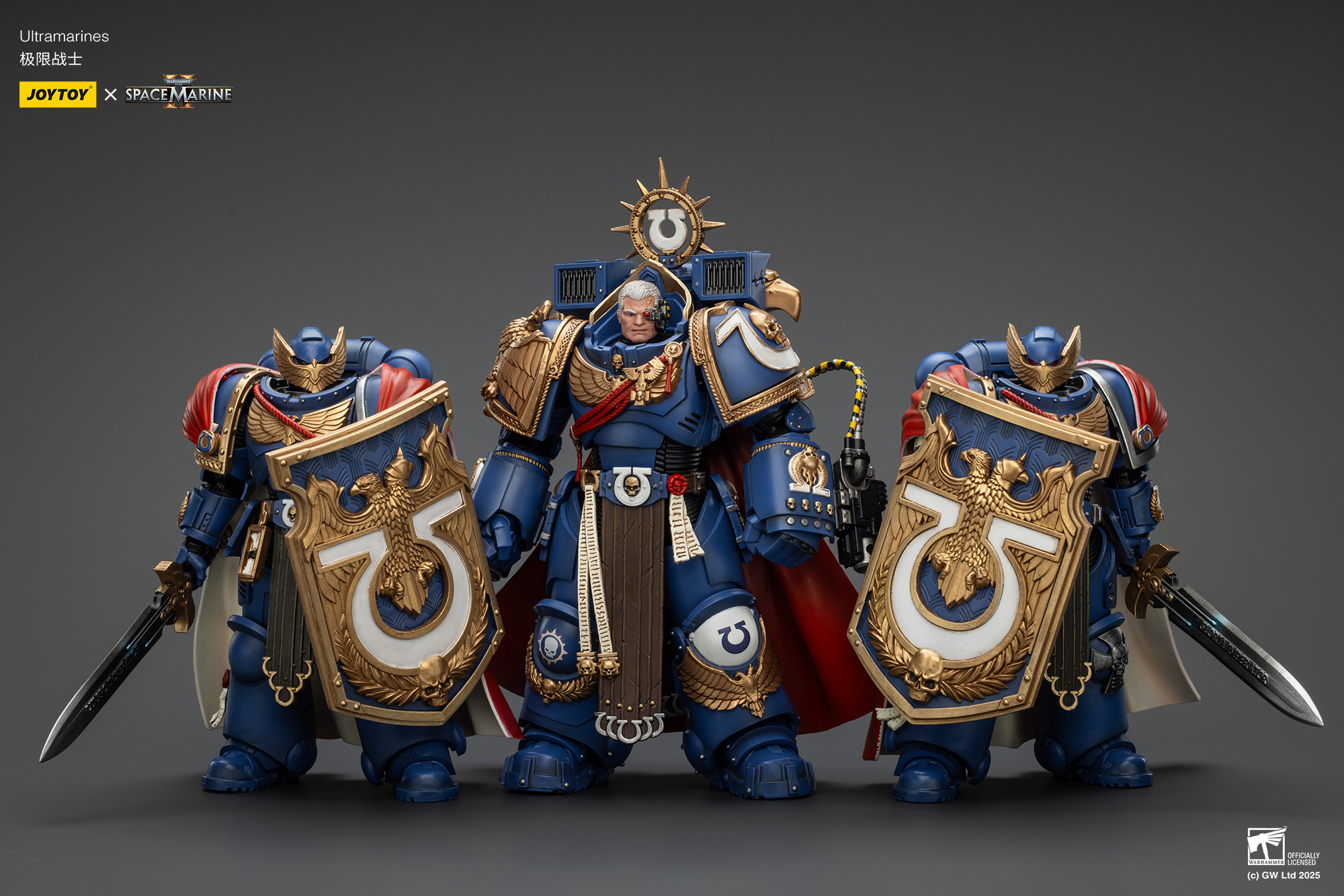 JOYTOY Warhammer 40k Space Marine 2 1: 18 Ultramarines Marneus Calgar Chapter Master with MKX Gravis Armour and Gauntlets of Ultramar and Victrix Honour Guard - JOYTOY WORLD