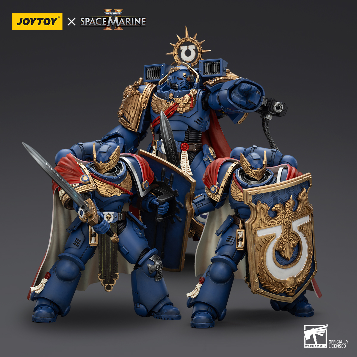 JOYTOY Warhammer 40k Space Marine 2 1: 18 Ultramarines Marneus Calgar Chapter Master with MKX Gravis Armour and Gauntlets of Ultramar and Victrix Honour Guard - JOYTOY WORLD