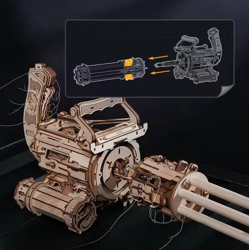 Robotime LQA01 Rotating-Barrel Machine Gun - JOYTOY WORLD
