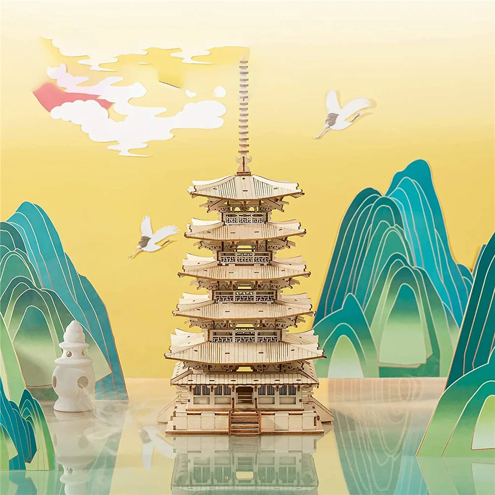 Robotime TNG02 Five-storied Pagoda - JOYTOY WORLD