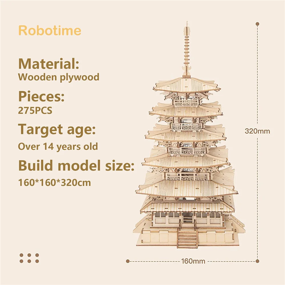 Robotime TNG02 Five-storied Pagoda - JOYTOY WORLD