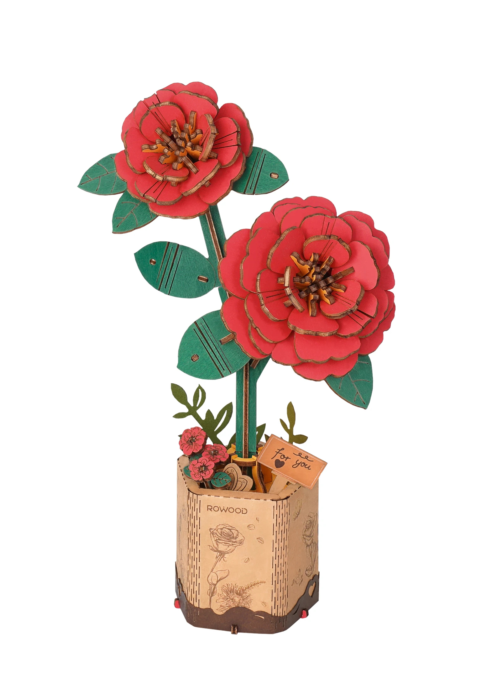 Robotime TW031 Red Camellia - JOYTOY WORLD