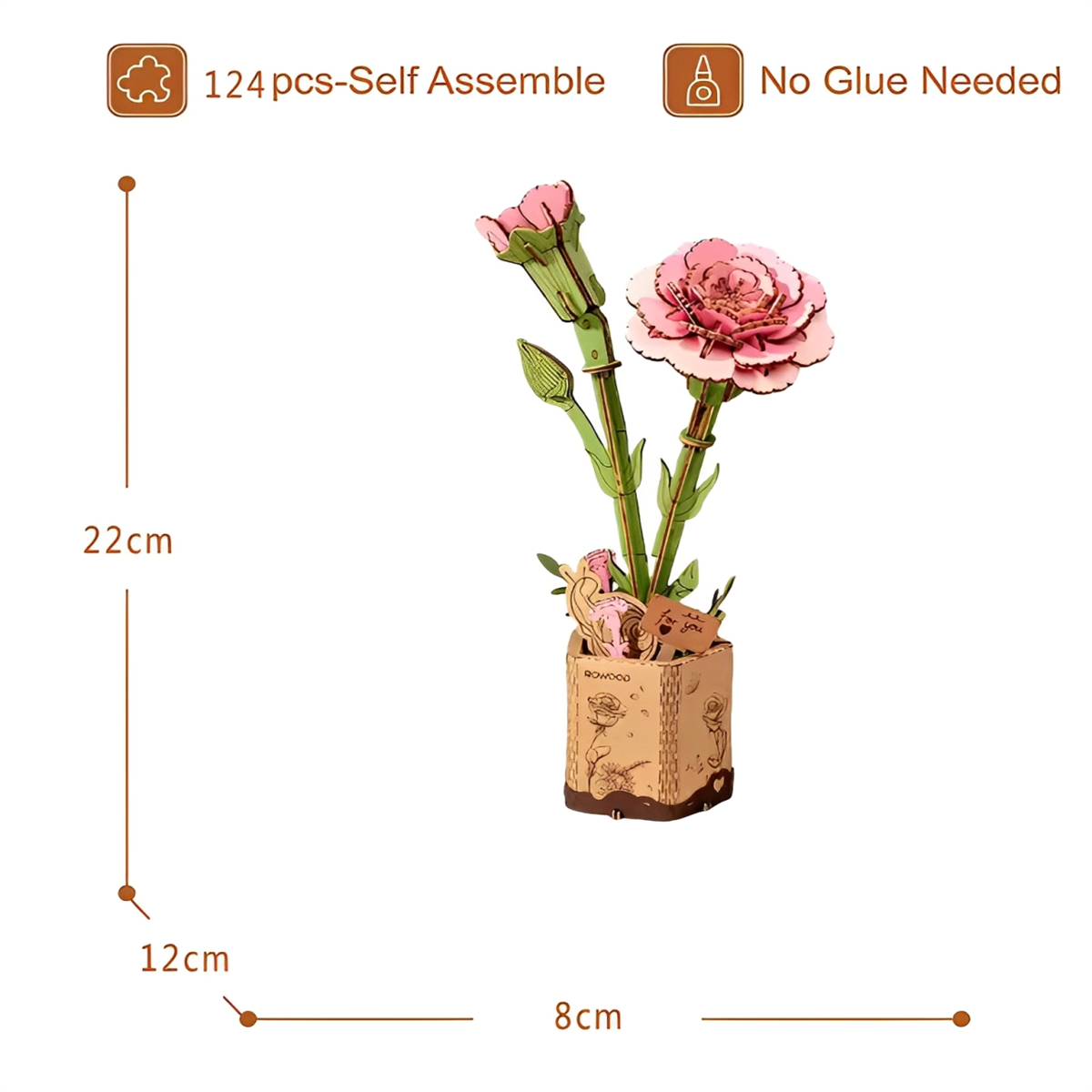 Robotime TW051 Pink Carnation - JOYTOY WORLD