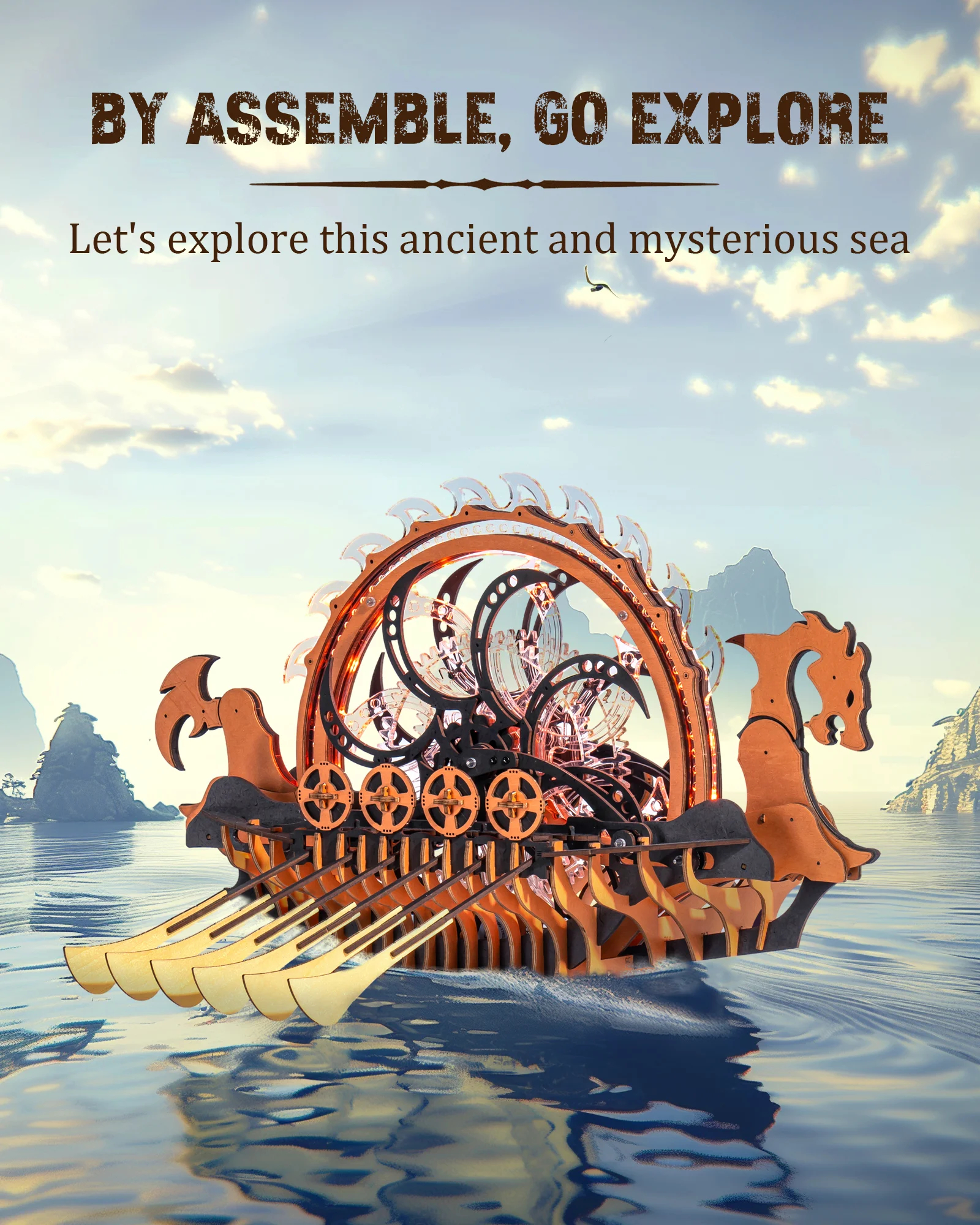 Robotime LK802 Viking Dragon Ship - JOYTOY WORLD