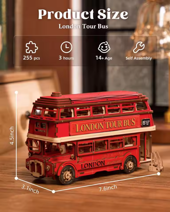 Robotime TGM02 London Tour Bus - JOYTOY WORLD
