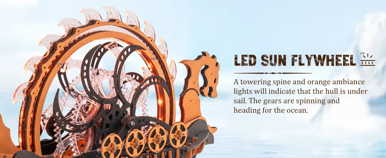 Robotime LK802 Viking Dragon Ship - JOYTOY WORLD