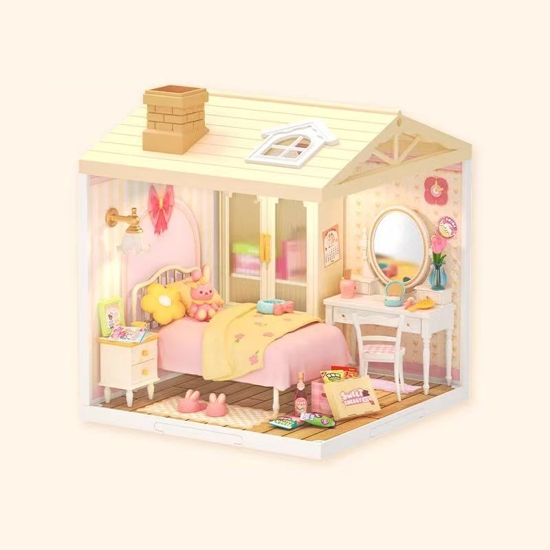 Robotime DW016 Lovely Pink Bedroom - JOYTOY WORLD