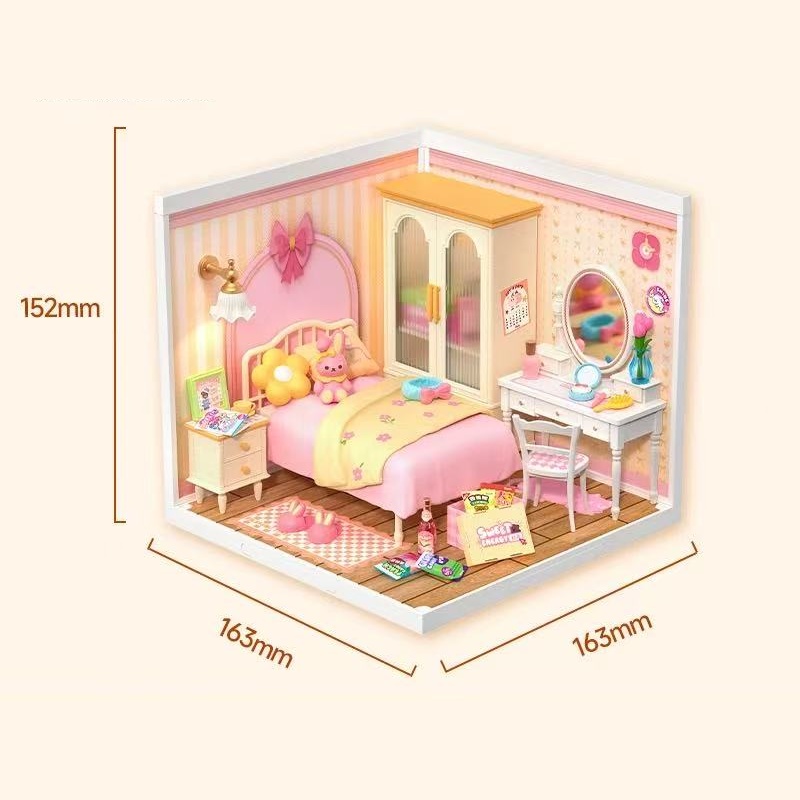 Robotime DW016 Lovely Pink Bedroom - JOYTOY WORLD