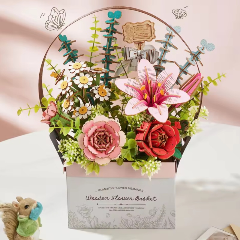 Robotime TW03H Wooden Flower Basket - JOYTOY WORLD