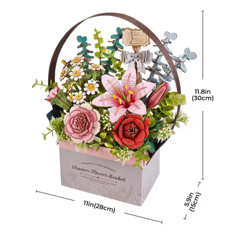 Robotime TW03H Wooden Flower Basket - JOYTOY WORLD