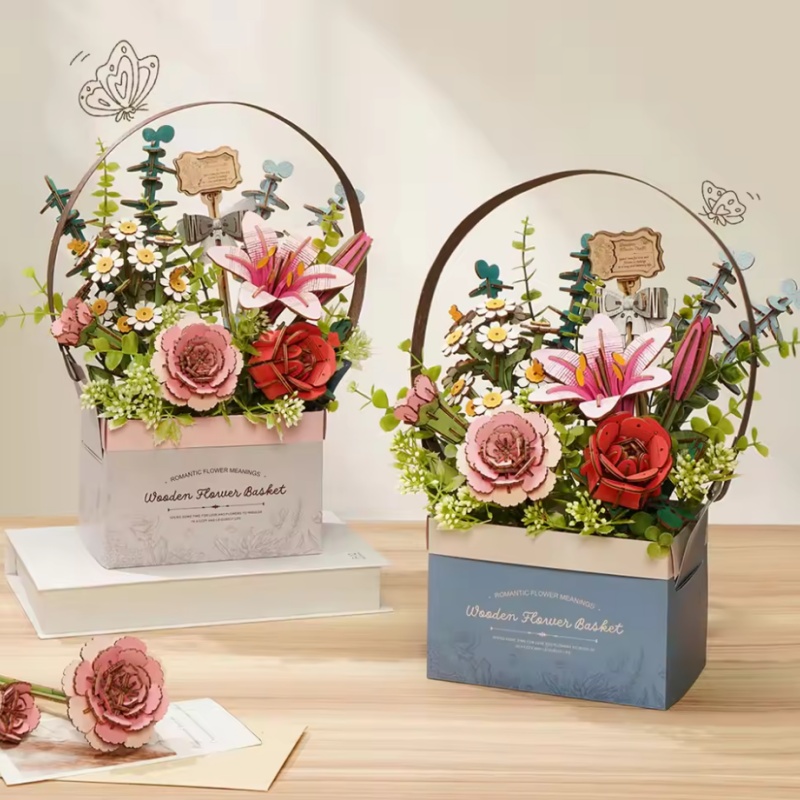 Robotime TW03H Wooden Flower Basket - JOYTOY WORLD