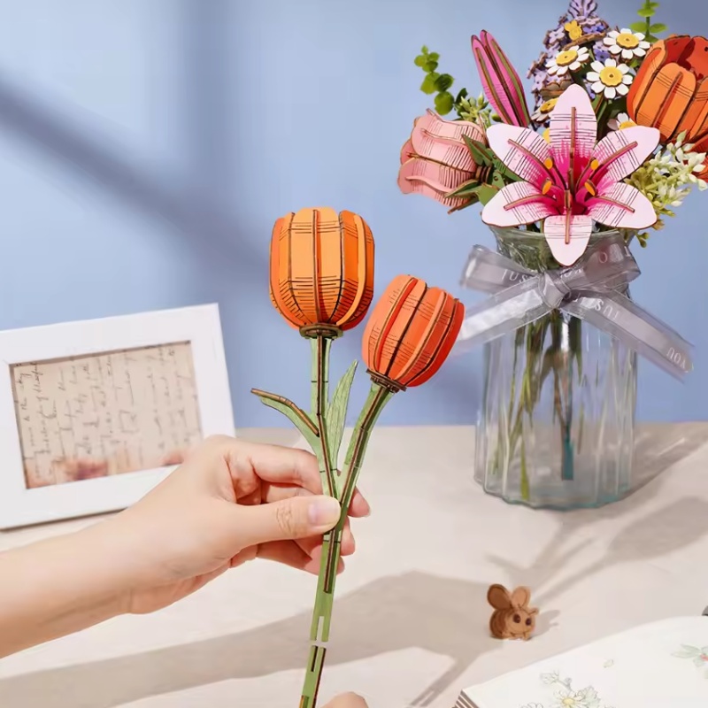 Robotime TW081 Orange Tulip - JOYTOY WORLD