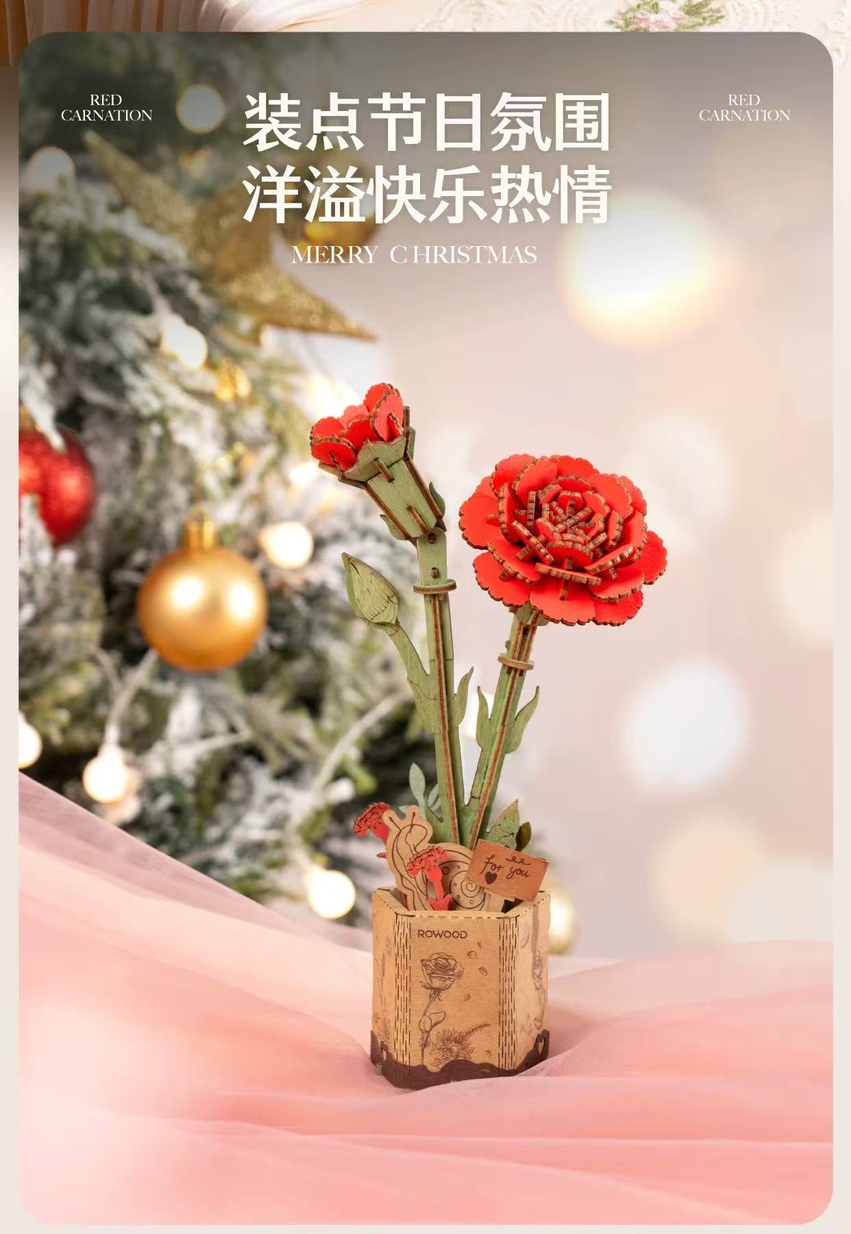 Robotime TW052 Red Carnation - JOYTOY WORLD