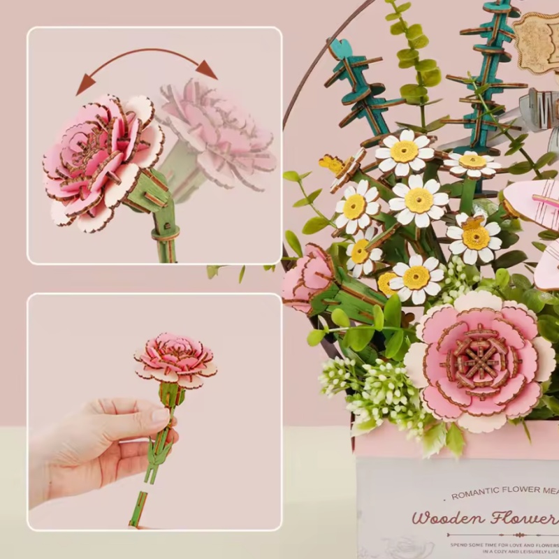 Robotime TW03H Wooden Flower Basket - JOYTOY WORLD