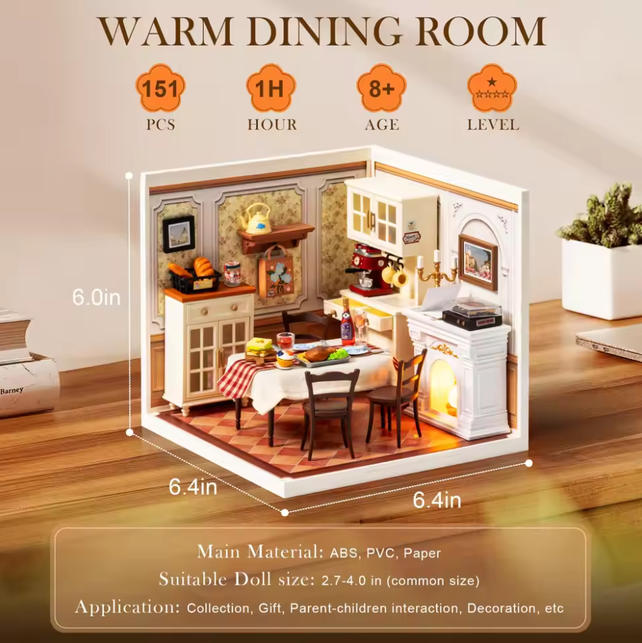 Robotime DW015B Warm Dining Room - JOYTOY WORLD