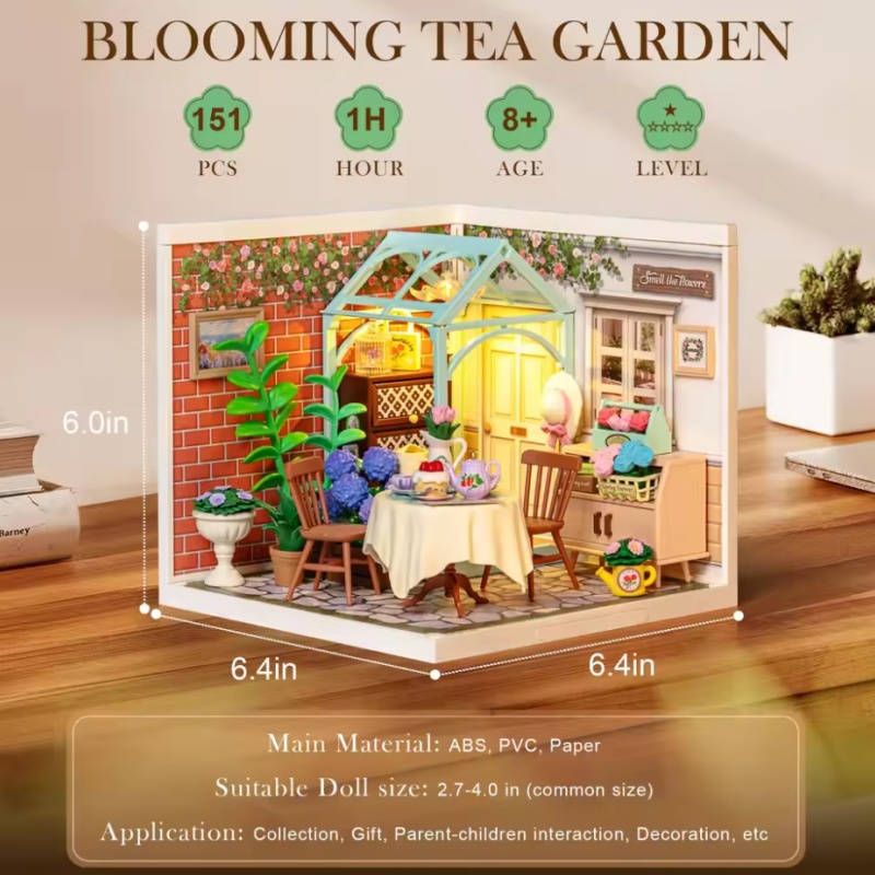 Robotime DW013B Blooming Tea Garden - JOYTOY WORLD