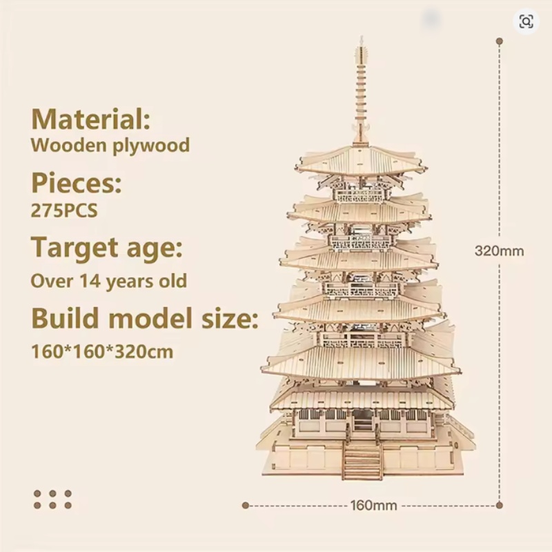 Robotime TGN02 Five-storied Pagoda - JOYTOY WORLD