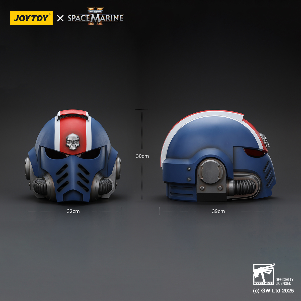 JOYTOY Warhammer 40k  Ultramarines Lieutenant Titus' MKX Helmet & Display Stand - JOYTOY WORLD