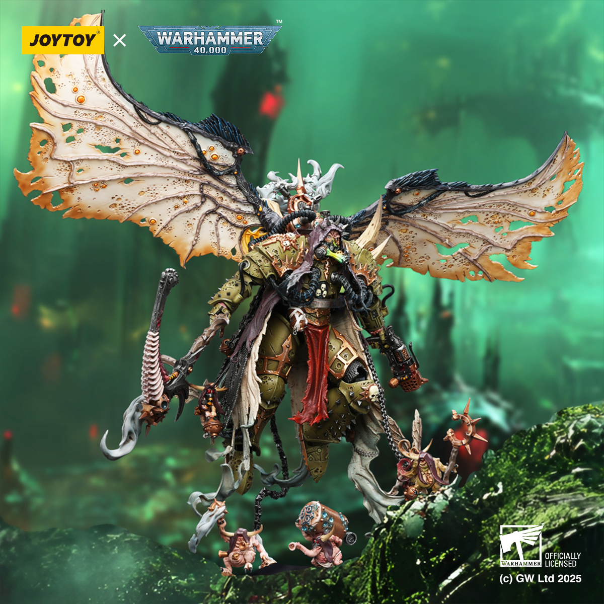 JOYTOY JT02564 Warhammer 40K Mortarion Daemon Primarch of Nurgle with Ancient weapons The Lantern and Silence - JOYTOY WORLD