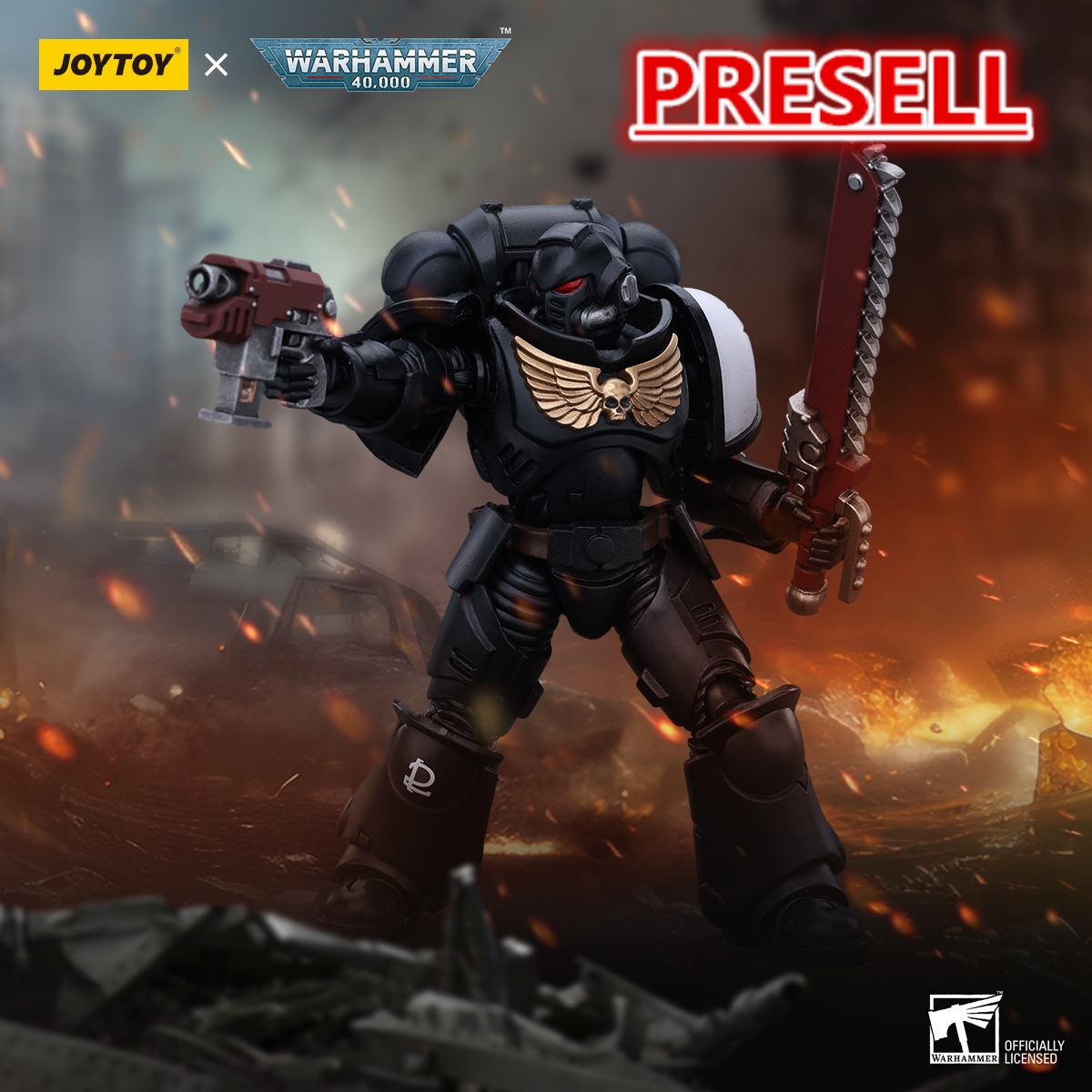 JOYTOY Warhammer 40k 1: 18 Space Marines Black Templars Outriders Brother Valtus - JOYTOY WORLD