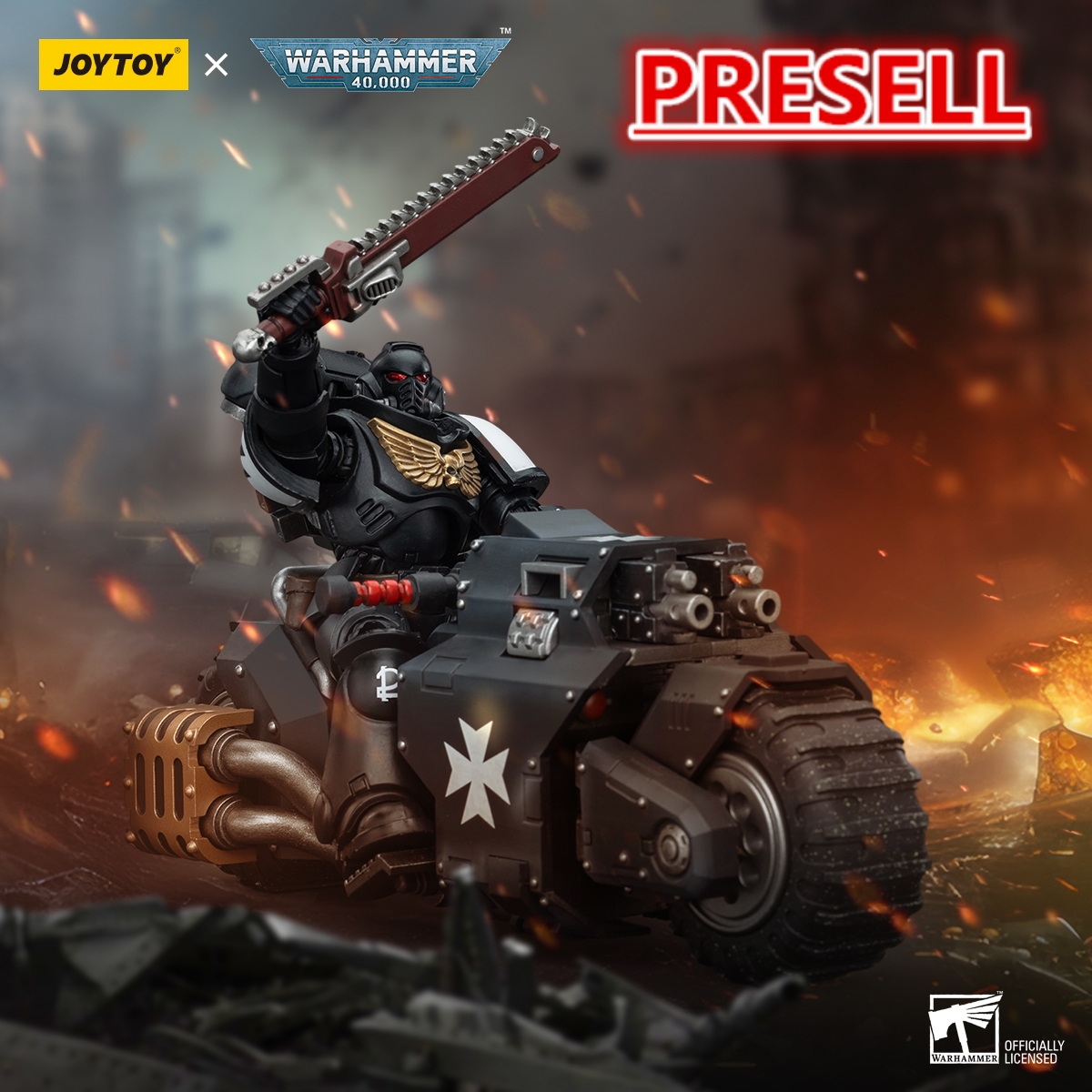 JOYTOY Warhammer 40k 1: 18 Space Marines Black Templars Outriders Brother Valtus - JOYTOY WORLD