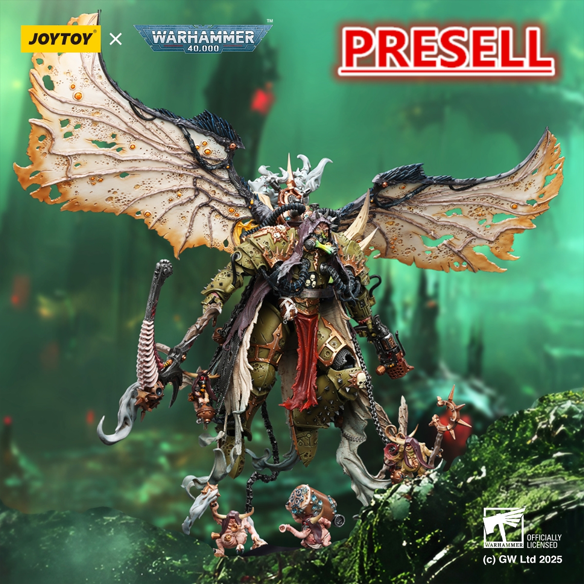 JOYTOY JT02564 Warhammer 40K Mortarion Daemon Primarch of Nurgle with Ancient weapons The Lantern and Silence - JOYTOY WORLD