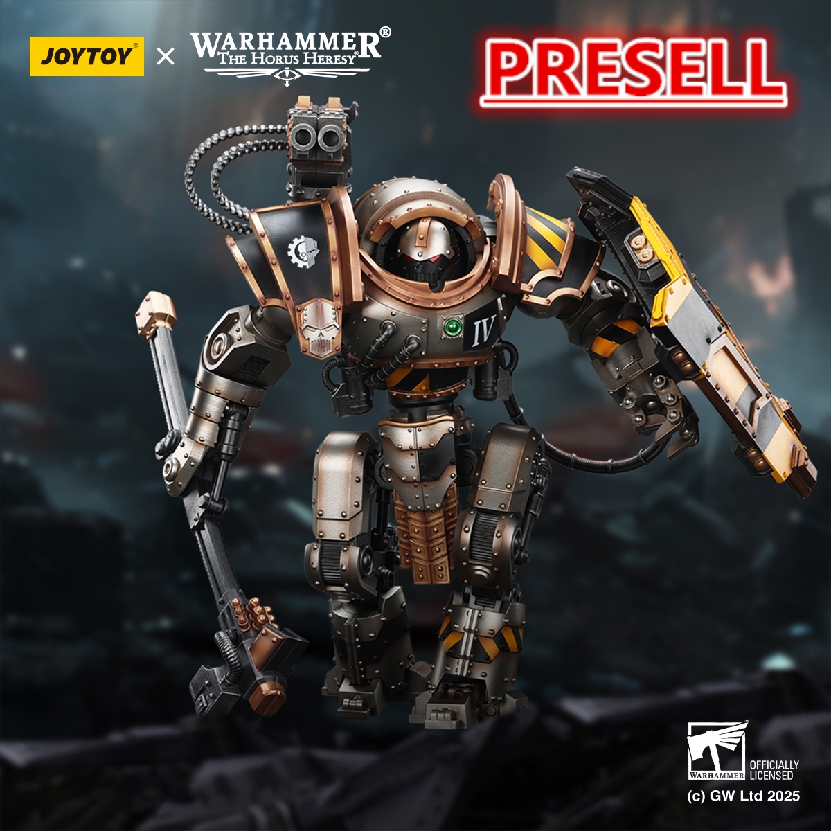 JOYTOY Warhammer The Horus Heresy 1:18 Iron Warriors Iron Circle Domitar-Ferrum Class Battle-automata  with Karceri Battle Shield and Graviton Crusher - JOYTOY WORLD
