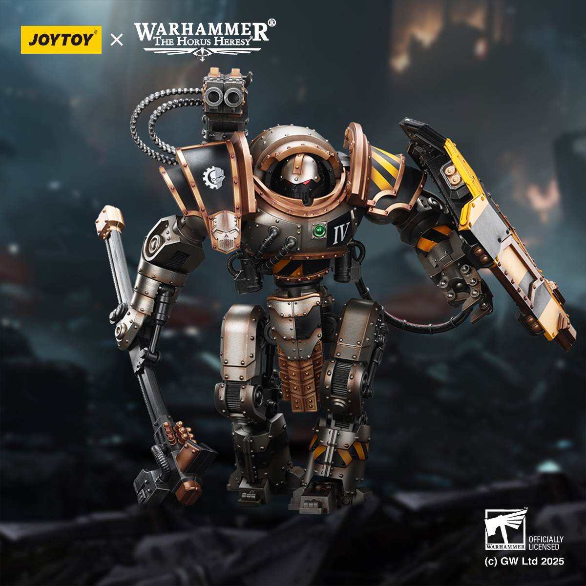 JOYTOY Warhammer The Horus Heresy 1:18 Iron Warriors Iron Circle Domitar-Ferrum Class Battle-automata  with Karceri Battle Shield and Graviton Crusher - JOYTOY WORLD