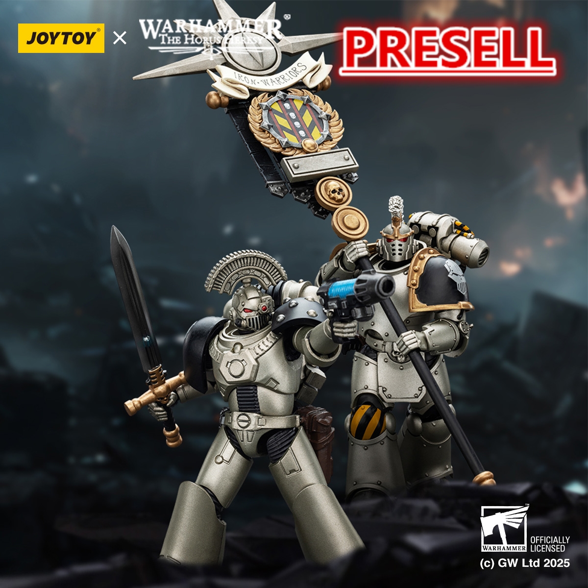 JOYTOY Warhammer The Horus Heresy lron Warriors MKVI Tactical Sergeant and Command Squad Chosen with Legion Standard - JOYTOY WORLD