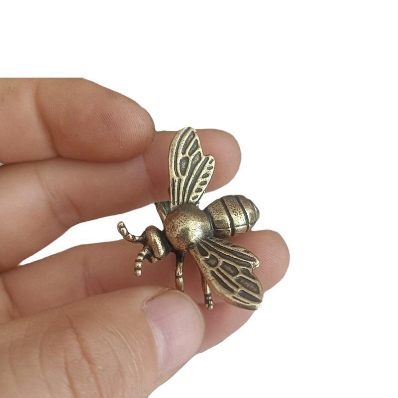 Vintage pure copper mantis decoration tea pet mini bronze decoration