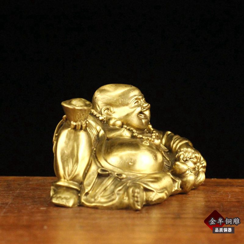 Pure brass reclining Buddha Maitreya ornament copper Buddha statue