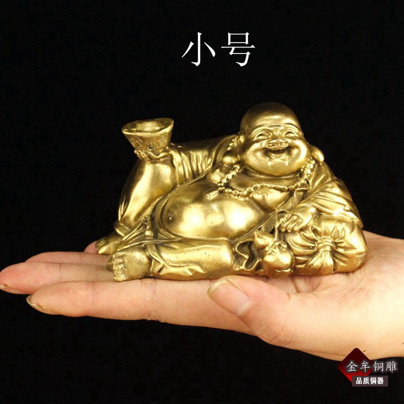 Pure brass reclining Buddha Maitreya ornament copper Buddha statue