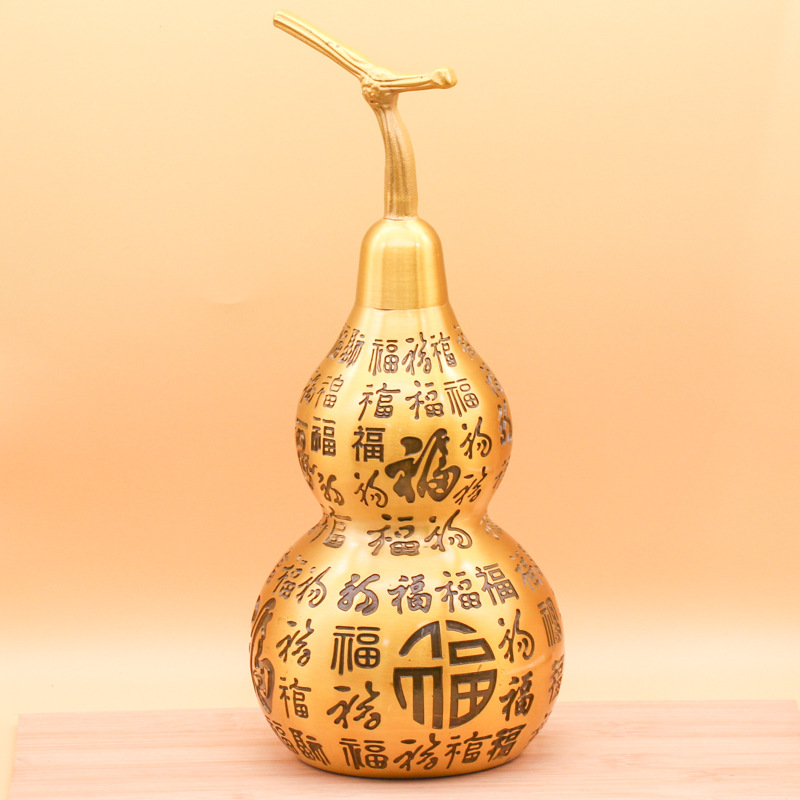 28cm copper extra large Baifu gourd ornament, open gourd, Nafu safe gourd