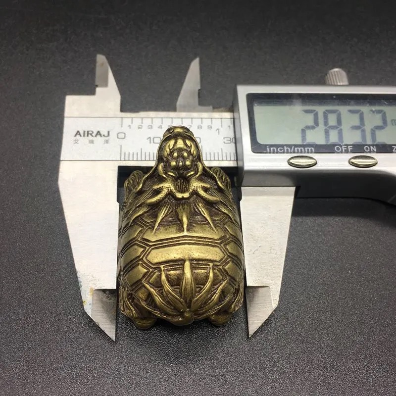 Vintage brass dragon turtle small ornament, copper turtle, Xuanwu turtle, wealth attracting home and office ornament
