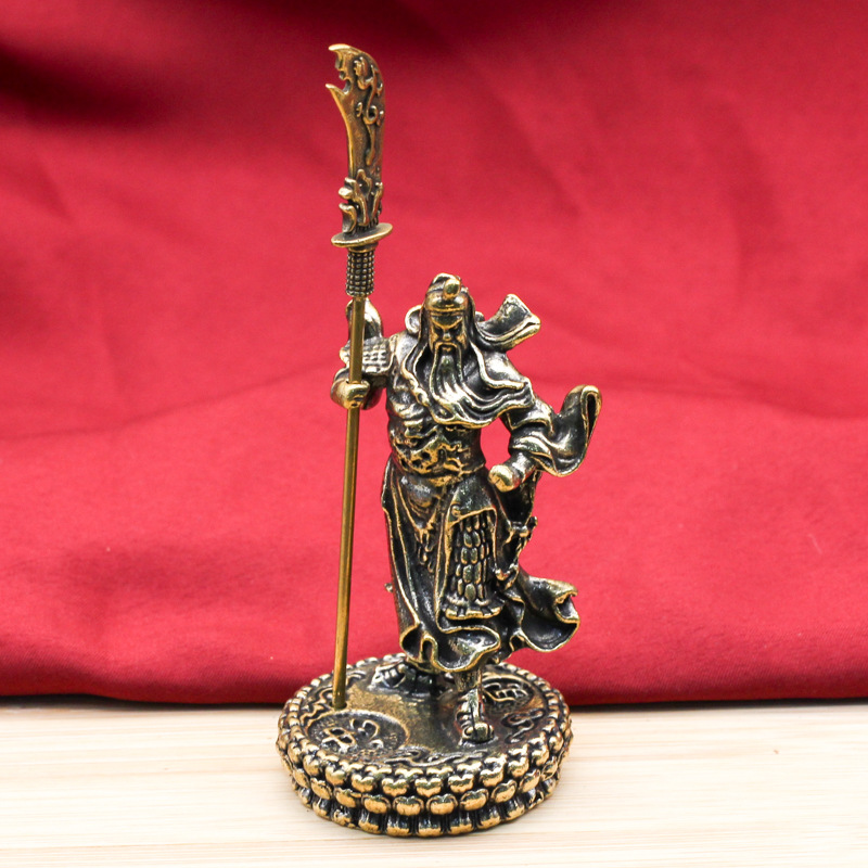 Explosive brass Guan Gong ornament, Guan Er Ye with knife safety ornament