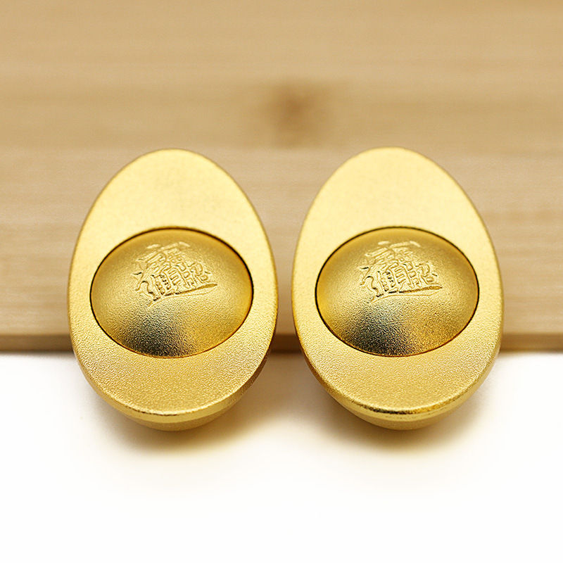 Brass gold ingot ornament, gold-plated rotating ingot decompression handle