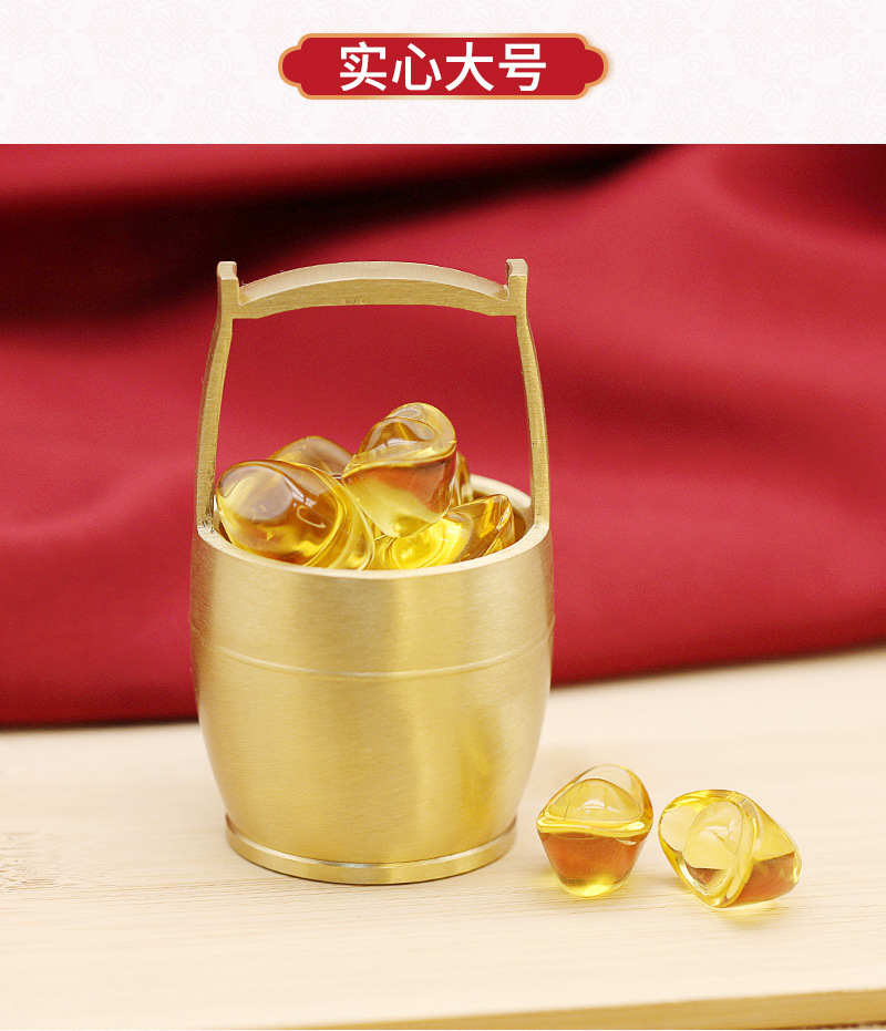 Brass large bucket, gold ornament bucket, Jiangshan creative desktop ornament bucket