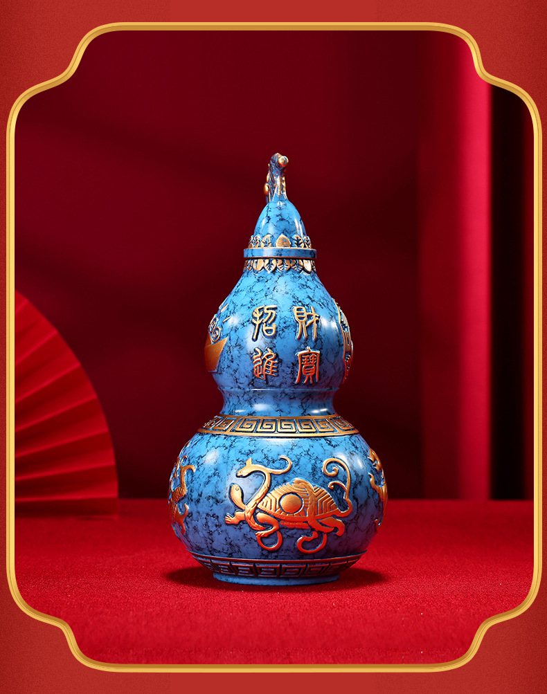 10cm Brass Four Divine Beasts Gourd Home Furnishings Opening Lucky and Auspicious Ornament