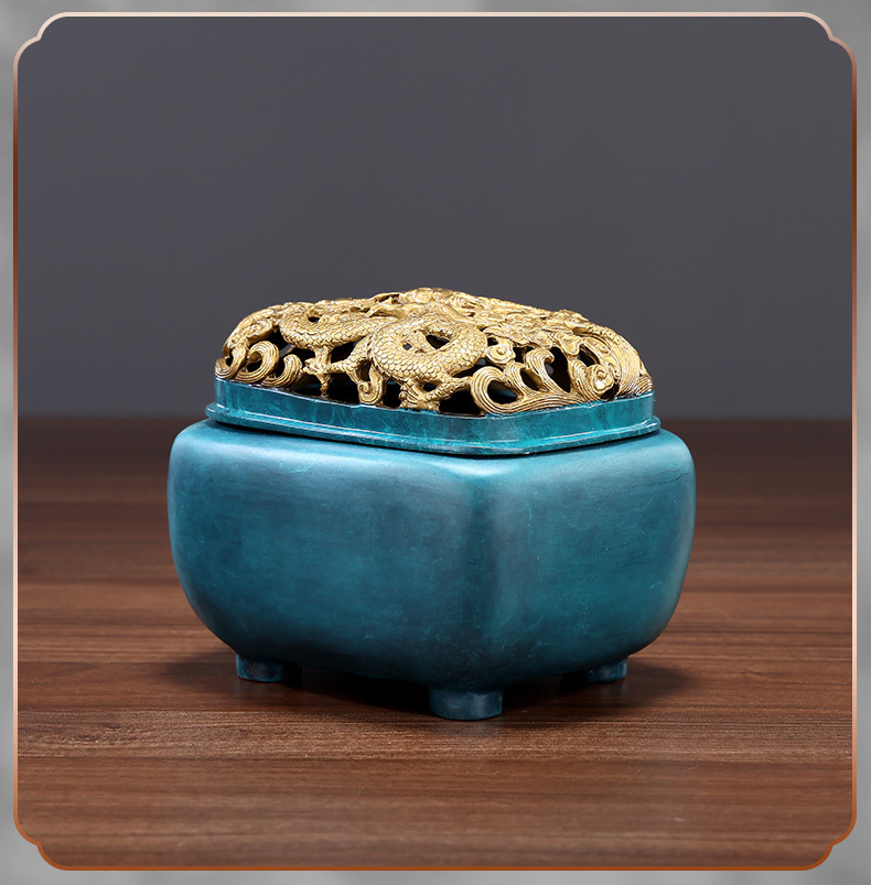 Brass Dragon Pattern Incense Burner Home Plate Incense Burner Tower Incense Burner Hollow Incense Burner