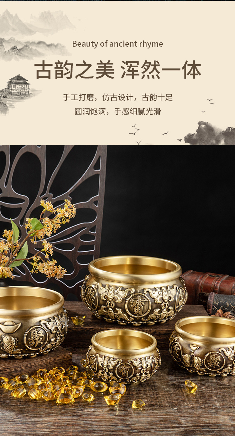 8CM pure copper treasure pot, living room entrance handicraft